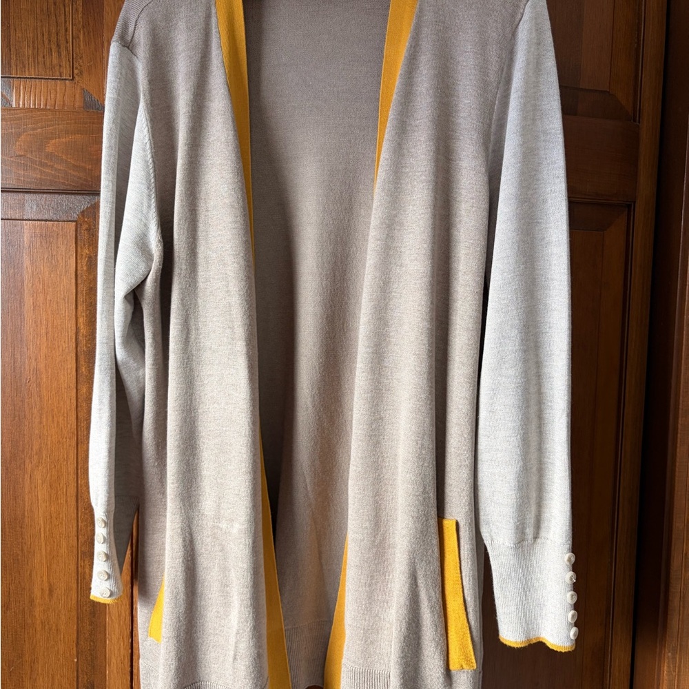 Christopher & Banks Beige and Yellow Cardigan